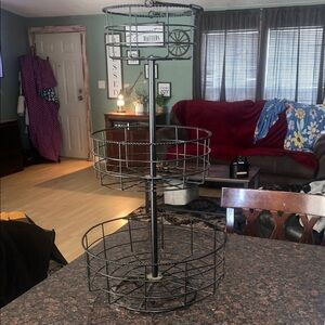 Black Metal 3-Tier Basket Stand